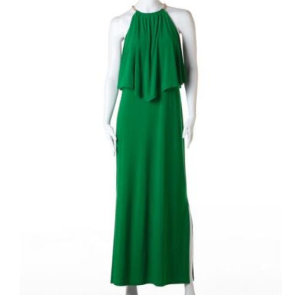 kelly green popover halter maxi